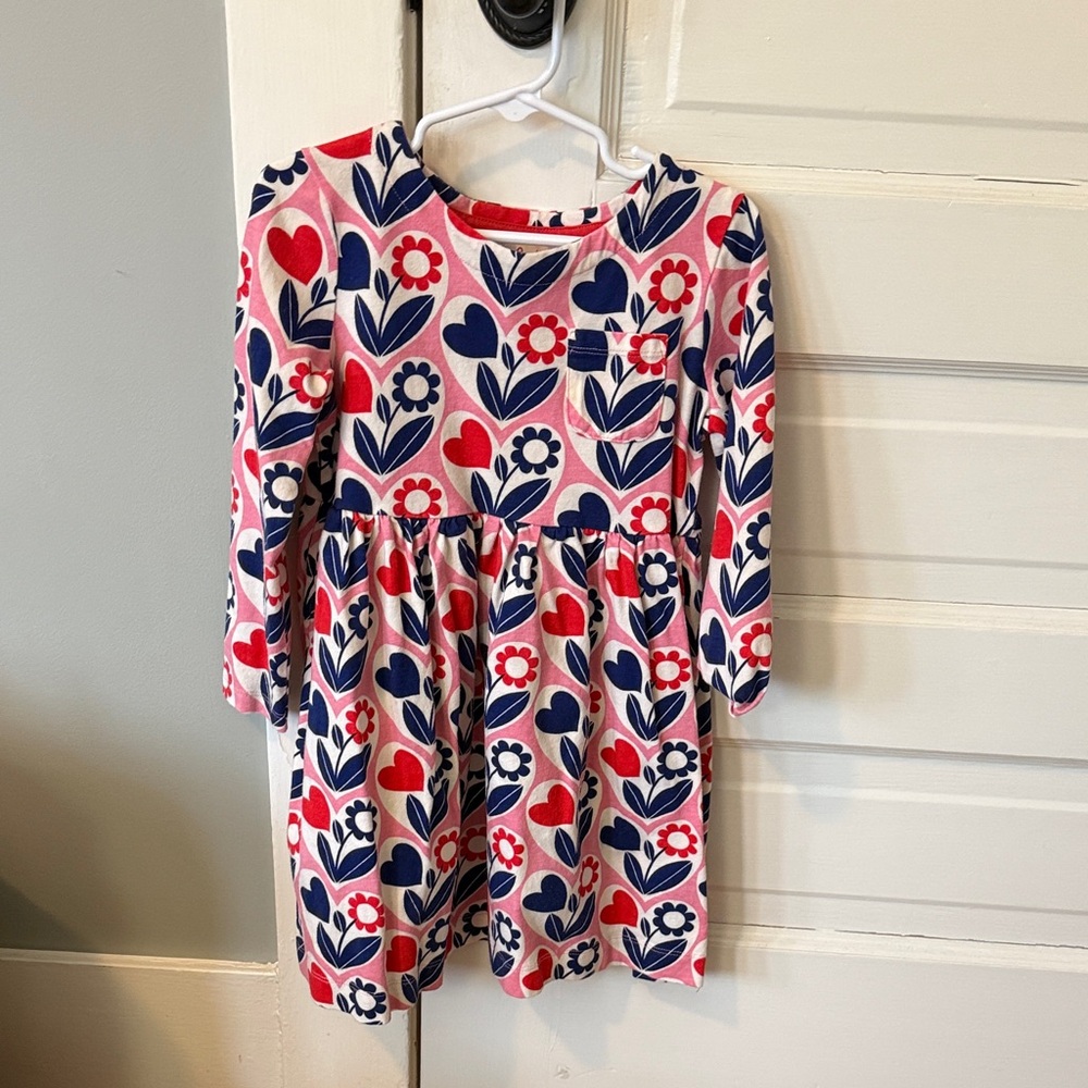 Mini Boden Pink and Blue Floral Heart Dress